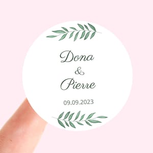 Autocollants de mariage Etiquette autocollante personnalisée Mariage Baptème EVJF Anniversaire Baby Shower Sceaux d’enveloppe 40 mm rond M09