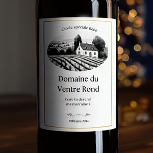 Wine label request godfather godmother pregnancy announcement godmother godfather do you want to become my godmother announcement godfather domain of the round belly