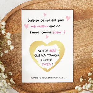 Carte annonce grossesse tata carte à gratter personnalisable tu vas devenir tata bientôt tata tonton