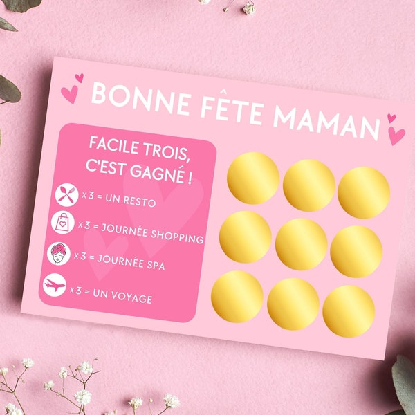 Carte à gratter fête des mères jeu à gratter idée cadeau fête des mères cadeaux pour maman cadeaux personnalisés