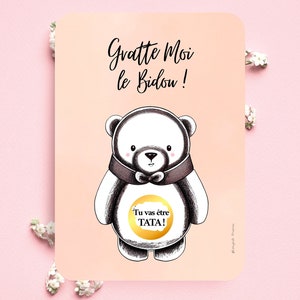 Annonce grossesse tata, carte à gratter personnalisable, tu vas être tata / tonton