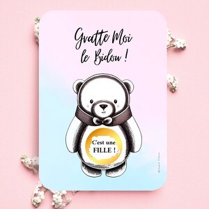 Révélation de genre français Carte à gratter personnalisable pour annoncer votre grossesse avec style inclut un adorable ours à gratter