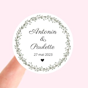 Autocollants de mariage Etiquette autocollante personnalisée Mariage Baptème EVJF Anniversaire Baby Shower Sceaux d’enveloppe 40 mm rond M7