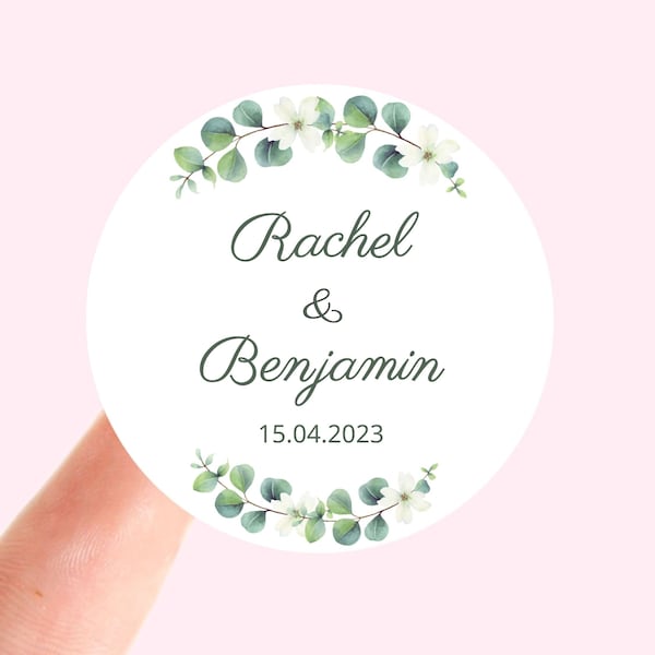 Wedding stickers Personalized self-adhesive label Wedding Baptism EVJF Birthday Baby Shower Envelope seals 40 mm round M06