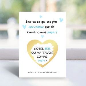 Annonce grossesse grand parents mamie papy carte à gratter personnalisable tu va être papy mamie