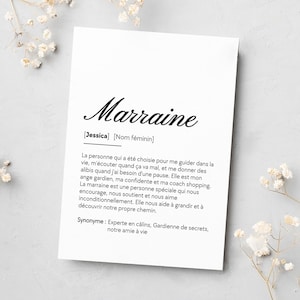 Cartão de definição de madrinha personalizável, anúncio de padrinho, presente de batismo, cartão de texto personalizado, super padrinho, madrinha