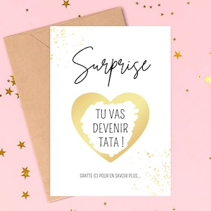 Carte à gratter annonce grossesse tata tonton surprise personnalisable tu vas devenir tata tonton idée annonce surprise