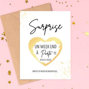 Carte à gratter surprise personnalisable idée cadeau surprise anniversaire carte d'annonce carte cadeau