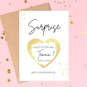 Carte à gratter demande témoin surprise personnalisable veux tu être mon témoin ma témoin idée annonce