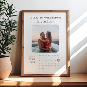 Personalized couple poster calendar meeting date photo first names important date couple gift idea gift for her for him