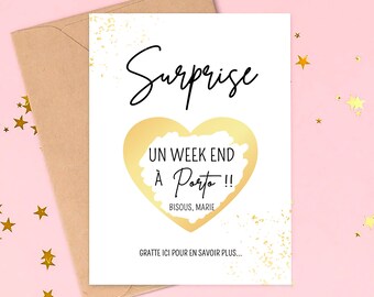 Carte à gratter surprise personnalisable idée cadeau surprise anniversaire carte d'annonce carte cadeau