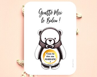 Carte à gratter demande marraine personnalisable demande parrain annonce grossesse