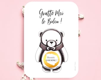 Annonce grossesse tu vas être cousine carte à gratter amusante personnalisable bientot cousine cousin