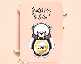 Annonce grossesse mamie carte à gratter personnalisable grand parents