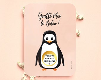Carte à gratter personnalisable demande marraine parrain annonce grossesse surprise