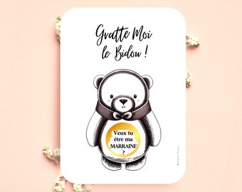 Carte à gratter personnalisée demande marraine demande parrain annonce grossesse veux tu être ma marraine