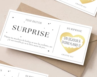 Carte à gratter surprise anniversaire personnalisable idée carte cadeau annonce surprise anniversaire