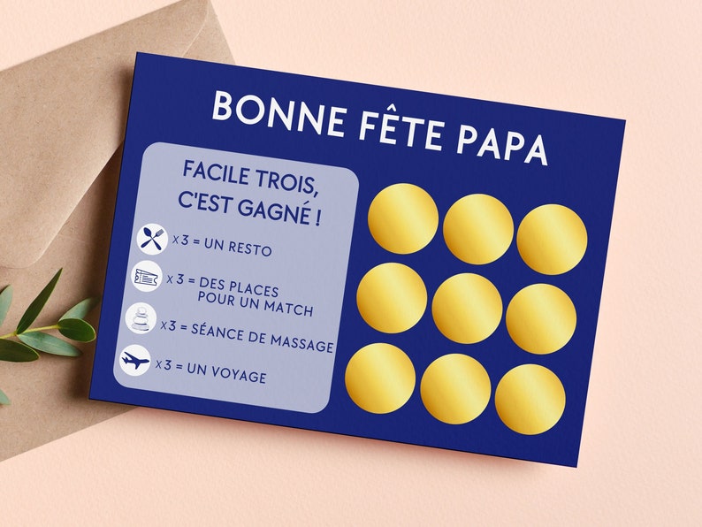 Carte à gratter fête des pères jeu à gratter idée cadeau fête des pères cadeaux pour papa cadeaux personnalisés image 1