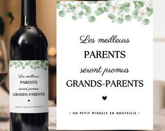 Étiquette vin annonce grossesse grands-parents  tu vas devenir grand père grand mère papy mamie personnalisée les meilleurs parents