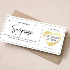 Carte à gratter surprise veux tu devenir ma témoin mon témoin demande témoin personnalisable proposition mon témoin