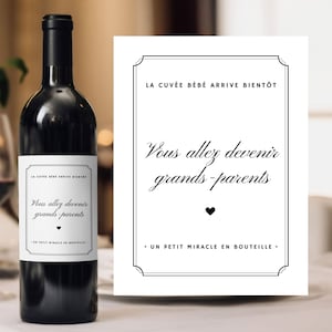 Rótulo de vinho anuncia gravidez avós avô avó avó avó anúncio de nascimento personalizado