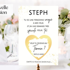Carte à gratter demande témoin Veux-tu être ma témoin demande témoin demoiselle d'honneur garçon d'honneur