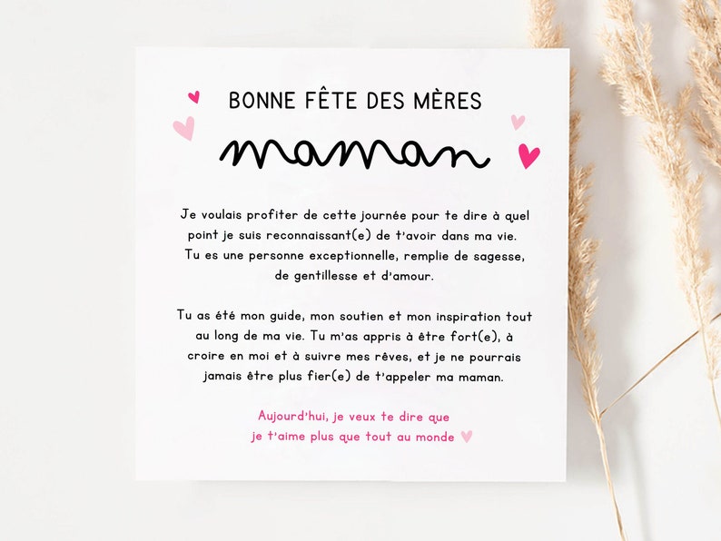 Carte fête des mères personnalisée cadeau maman idée cadeau fête des mamans bonne fête des mères image 2