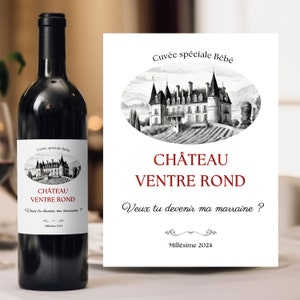 Wine label request for personalized godfather and godmother do you want to become my godmother my godfather castle round belly godfather godmother announcement