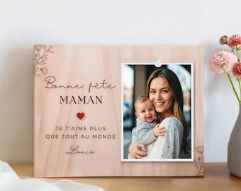 Personalized Mother's Day gift: engraved photo frame with a message of love and child's name – I love you Mom more than anything, Mother's Day gift 2026