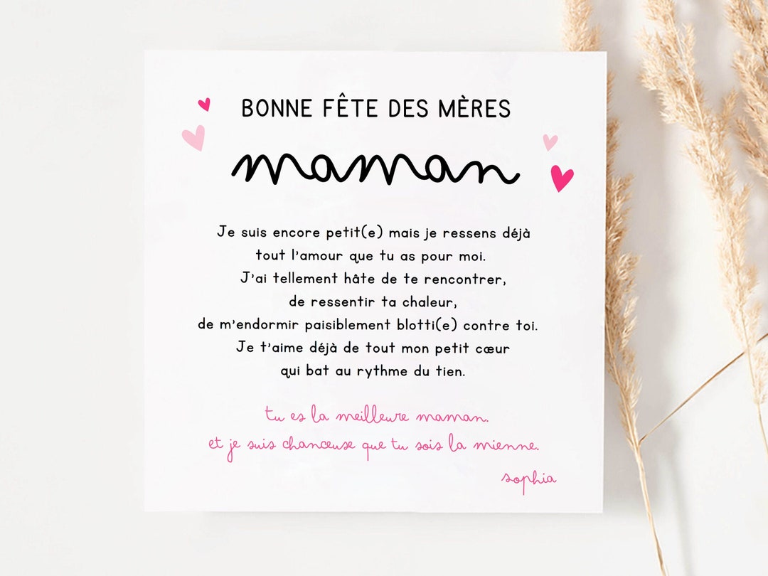 Carte fête des mères personnalisée cadeau future maman idée cadeau fête ...
