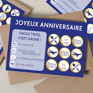 Carte à gratter surprise d'anniversaire bleu jeu à gratter joyeux anniversaire idée cadeau d'anniversaire cadeaux lui elle personnalisable