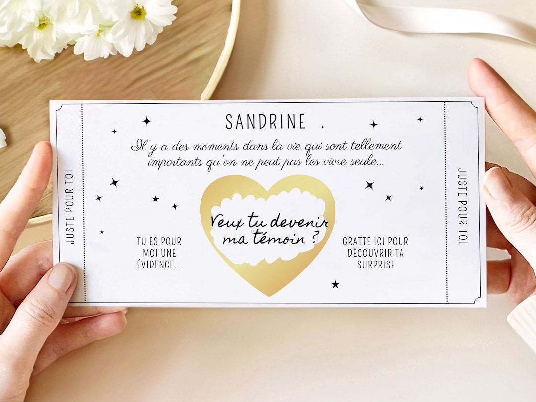 Carte à gratter demande témoin personnalisable veux tu devenir mon