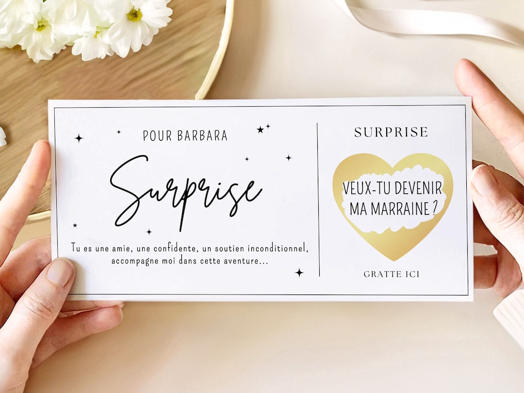 Carte à gratter surprise veux tu devenir ma marraine demande marraine ...