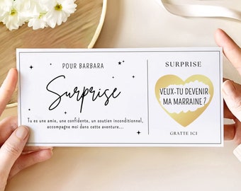 Carte à gratter surprise veux tu devenir ma marraine demande marraine personnalisable proposition parrain annonce grossesse