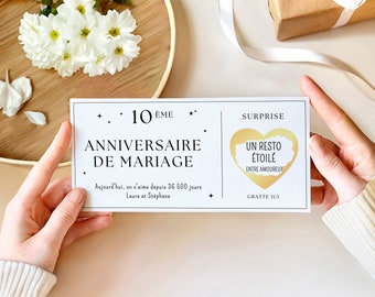 Customizable wedding anniversary scratch card idea surprise card anniversary wedding gift couple