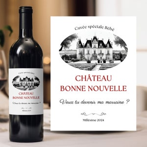 Wine label personalized godfather and godmother request do you want to become my godfather my godmother castle good new sponsorship announcement