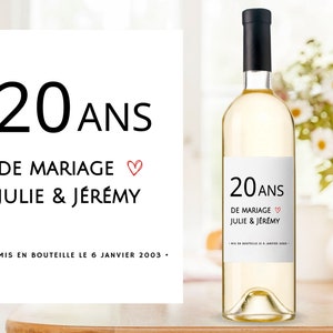 Wedding anniversary wine label 1 year 10 years 20 years 30 years 40 years of marriage gift for husband and wife gift idea for witness of the bride and groom