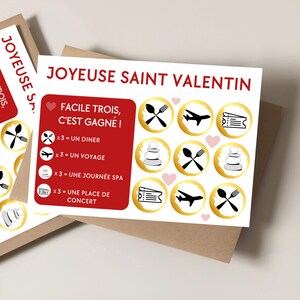 Carte à gratter Saint valentin personnalisable jeu à gratter idée cadeau saint valentin cadeaux pour lui pour elle cadeau couple jeu image 1