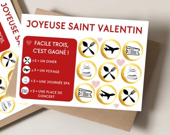 Carte à gratter Saint valentin personnalisable jeu à gratter idée cadeau saint valentin cadeaux pour lui pour elle cadeau couple jeu