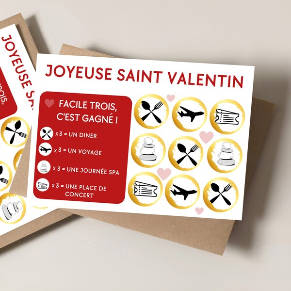 Carte à gratter Saint valentin personnalisable jeu à gratter idée cadeau saint valentin cadeaux pour lui pour elle cadeau couple jeu