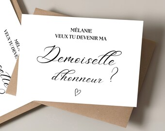 Demande demoiselle d'honneur carte veux tu devenir ma demoiselle d'honneur annonce mariage personnalisée