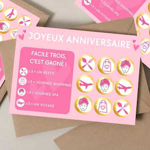 Carte à gratter surprise d'anniversaire jeu à gratter joyeux anniversaire idée cadeau d'anniversaire cadeaux lui elle personnalisable image 1