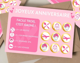 Carte à gratter surprise d'anniversaire jeu à gratter joyeux anniversaire idée cadeau d'anniversaire cadeaux lui elle personnalisable