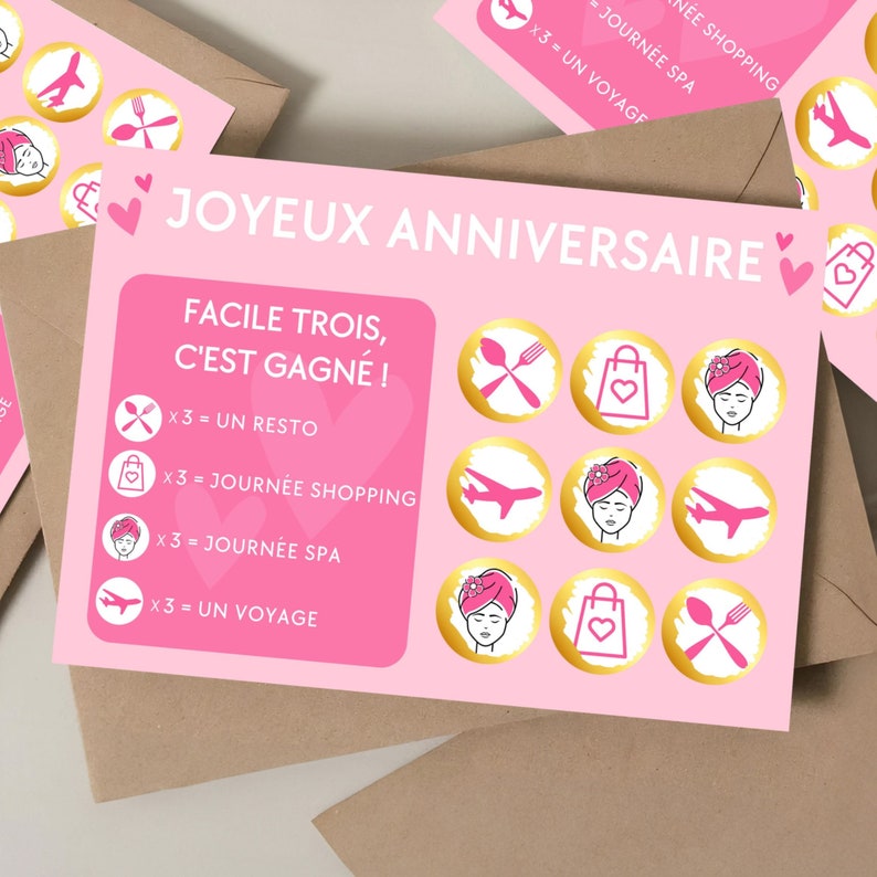 Carte à gratter surprise d'anniversaire jeu à gratter joyeux anniversaire idée cadeau d'anniversaire cadeaux lui elle personnalisable image 1