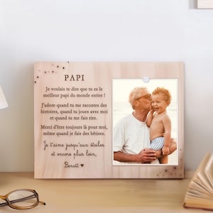 Porta-retrato personalizado para presente de Dia dos Avôs com suporte para presente de bebê e texto gravado para o Dia dos Avôs