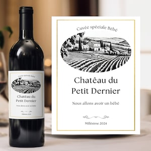 Wine label announcing pregnancy grandparents customizable you are going to become grandfather grandmother grandma grandma castle of the youngest