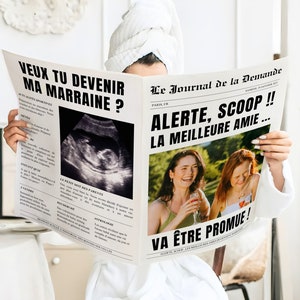 Request godmother customizable newspaper do you want to become my godmother Original personalized birth announcement Digital