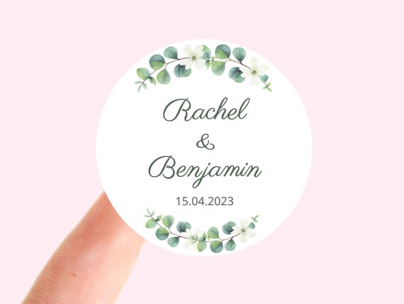 Autocollants de mariage Etiquette autocollante personnalisée Mariage Baptème EVJF Anniversaire Baby Shower Sceaux d’enveloppe 40 mm rond M06