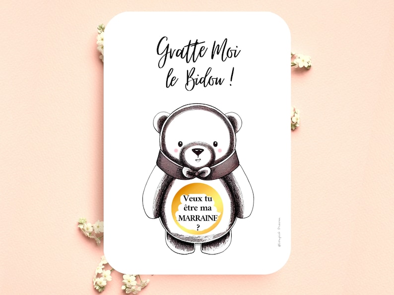 Carte à gratter personnalisée demande marraine demande parrain annonce grossesse veux tu être ma marraine Marraine