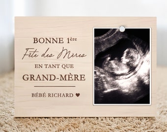 Annonce grossesse grands-parents cadre gravé photo échographie pour fête des mères en tant que grand-mère tu vas être mamie tu vas être papy